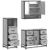 Set de muebles de baño 3 pzas madera contrachapada gris sonoma