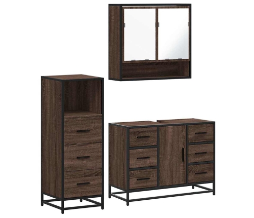 Set de muebles baño 3 pzas madera contrachapada roble marrón