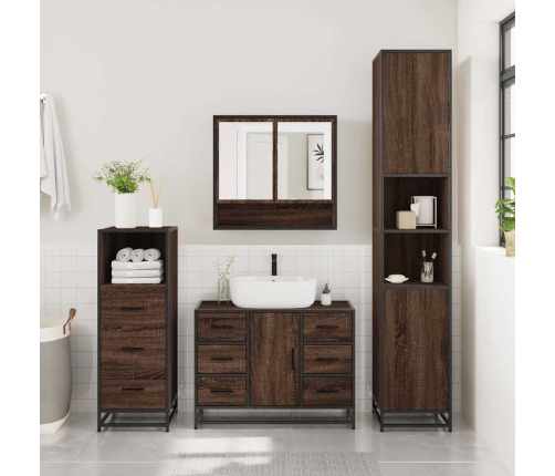 Set de muebles baño 3 pzas madera contrachapada roble marrón