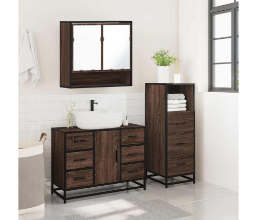 Set de muebles baño 3 pzas madera contrachapada roble marrón