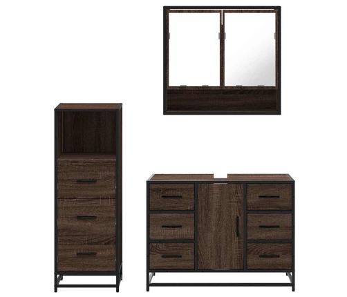 Set de muebles baño 3 pzas madera contrachapada roble marrón