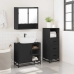 Juego de muebles de baño 3 pzas madera contrachapada negro