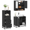 Juego de muebles de baño 3 pzas madera contrachapada negro