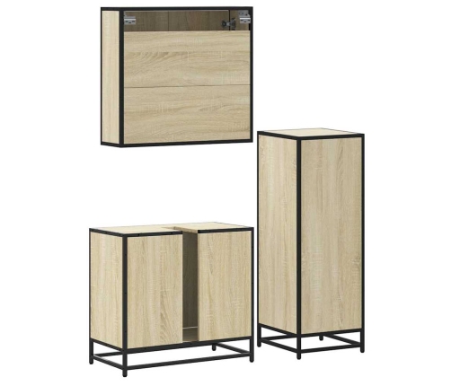 Set de muebles de baño 3 pzas madera contrachapada roble Sonoma