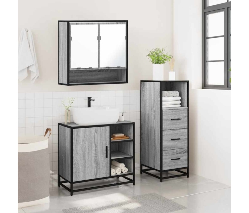 Set de muebles de baño 3 pzas madera contrachapada gris sonoma