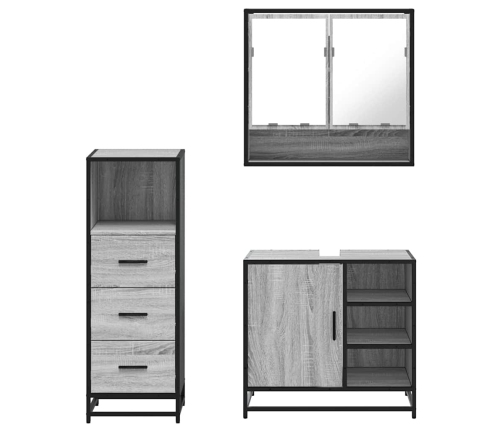 Set de muebles de baño 3 pzas madera contrachapada gris sonoma