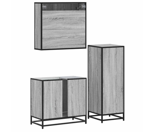 Set de muebles de baño 3 pzas madera contrachapada gris sonoma