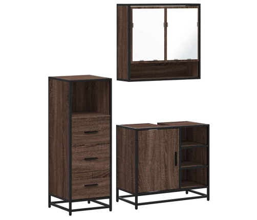 Set de muebles baño 3 pzas madera contrachapada roble marrón