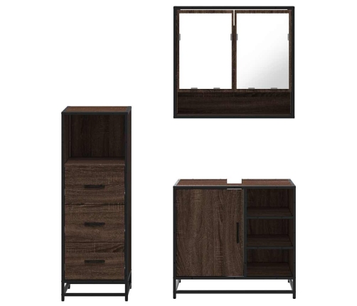 Set de muebles baño 3 pzas madera contrachapada roble marrón