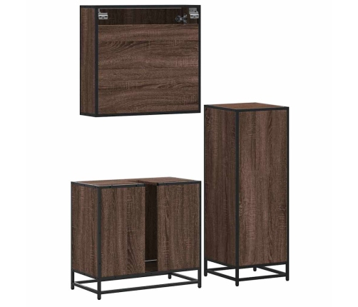 Set de muebles baño 3 pzas madera contrachapada roble marrón