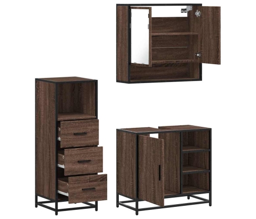 Set de muebles baño 3 pzas madera contrachapada roble marrón