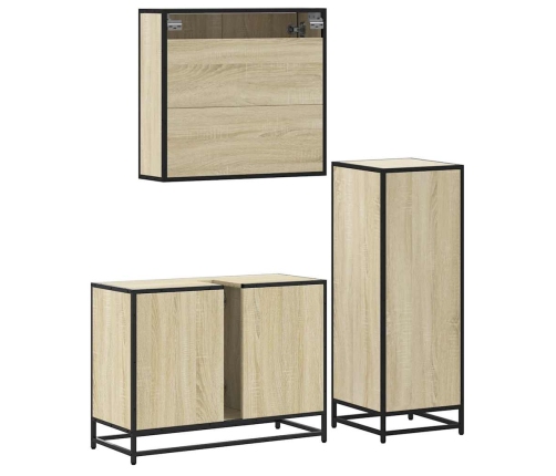 Set de muebles de baño 3 pzas madera contrachapada roble Sonoma