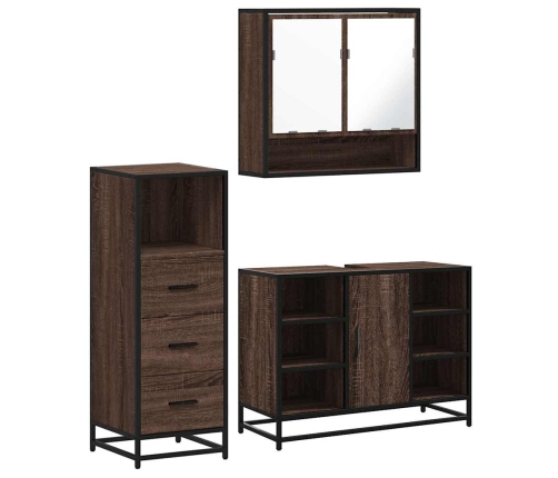 Set de muebles baño 3 pzas madera contrachapada roble marrón