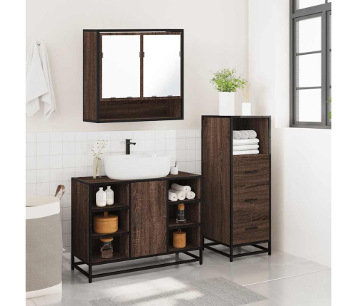 Set de muebles baño 3 pzas madera contrachapada roble marrón