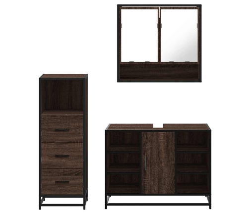 Set de muebles baño 3 pzas madera contrachapada roble marrón