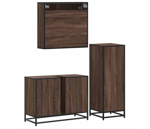 Set de muebles baño 3 pzas madera contrachapada roble marrón