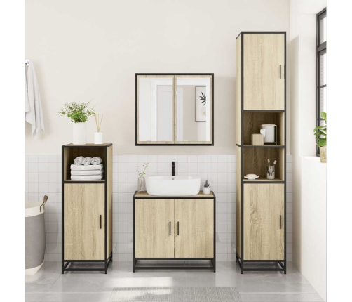 Set de muebles de baño 3 pzas madera contrachapada roble Sonoma