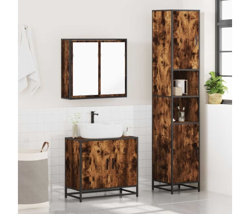 Set de muebles baño 3 pzas madera contrachapada roble ahumado