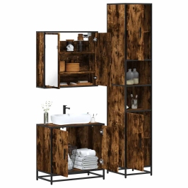 Set de muebles baño 3 pzas madera contrachapada roble ahumado