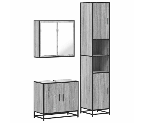 Set de muebles de baño 3 pzas madera contrachapada gris sonoma