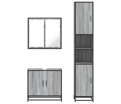 Set de muebles de baño 3 pzas madera contrachapada gris sonoma