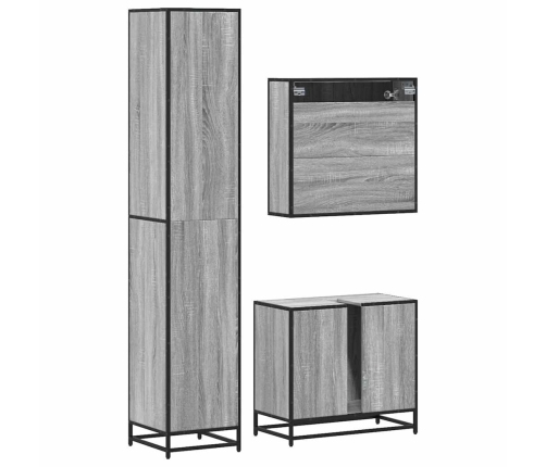 Set de muebles de baño 3 pzas madera contrachapada gris sonoma