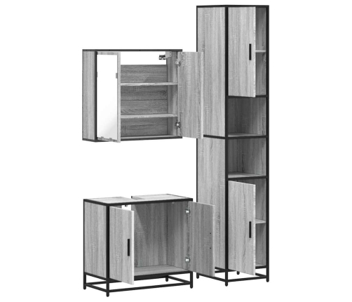 Set de muebles de baño 3 pzas madera contrachapada gris sonoma