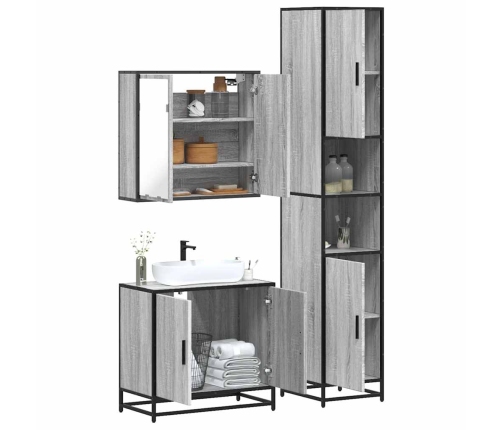 Set de muebles de baño 3 pzas madera contrachapada gris sonoma