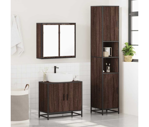 Set de muebles baño 3 pzas madera contrachapada roble marrón