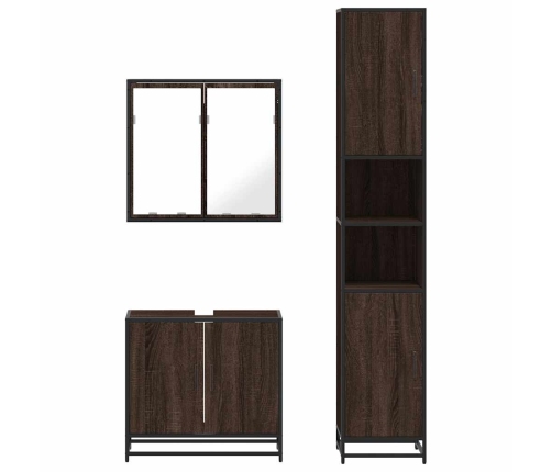 Set de muebles baño 3 pzas madera contrachapada roble marrón