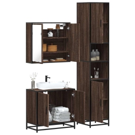 Set de muebles baño 3 pzas madera contrachapada roble marrón