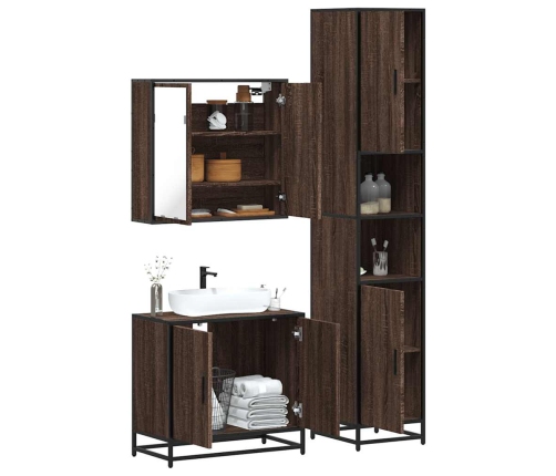 Set de muebles baño 3 pzas madera contrachapada roble marrón