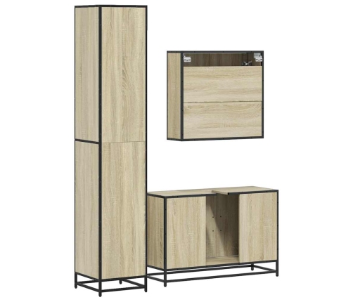 Set de muebles de baño 3 pzas madera contrachapada roble Sonoma