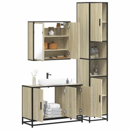 Set de muebles de baño 3 pzas madera contrachapada roble Sonoma