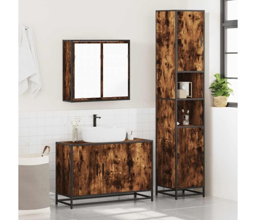 Set de muebles baño 3 pzas madera contrachapada roble ahumado