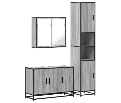 Set de muebles de baño 3 pzas madera contrachapada gris sonoma