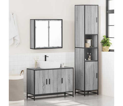 Set de muebles de baño 3 pzas madera contrachapada gris sonoma