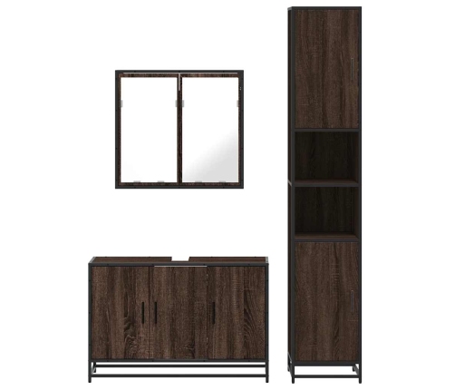 Set de muebles baño 3 pzas madera contrachapada roble marrón