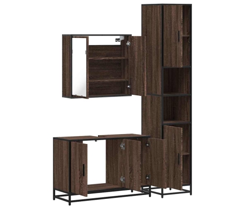 Set de muebles baño 3 pzas madera contrachapada roble marrón