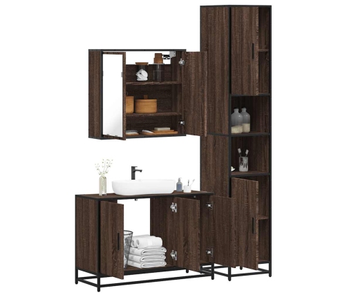 Set de muebles baño 3 pzas madera contrachapada roble marrón