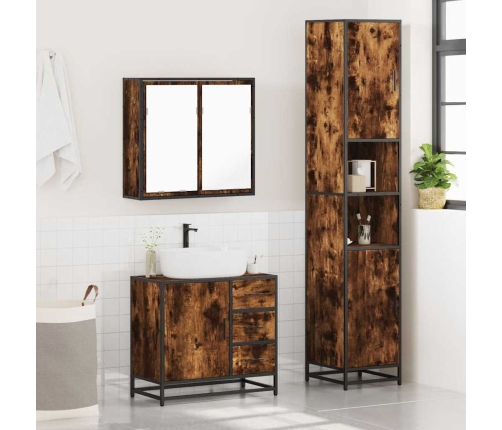 Set de muebles baño 3 pzas madera contrachapada roble ahumado