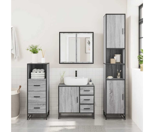 Set de muebles de baño 3 pzas madera contrachapada gris sonoma