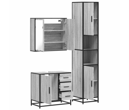 Set de muebles de baño 3 pzas madera contrachapada gris sonoma