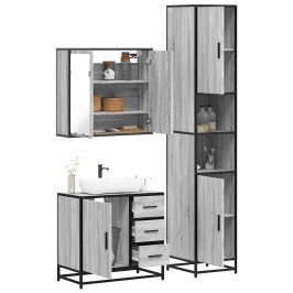 Set de muebles de baño 3 pzas madera contrachapada gris sonoma