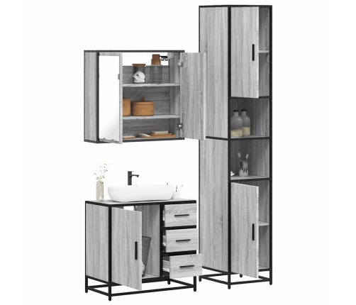 Set de muebles de baño 3 pzas madera contrachapada gris sonoma