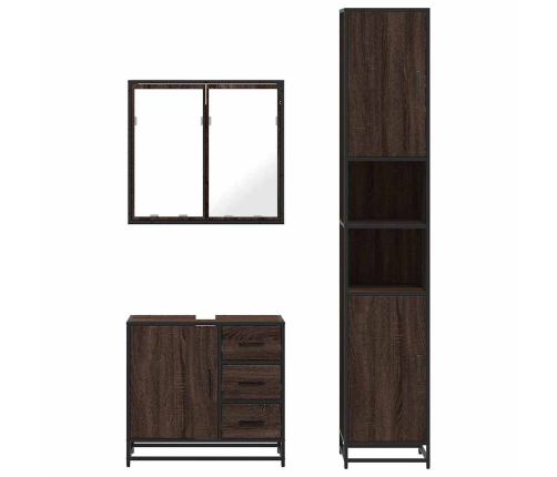 Set de muebles baño 3 pzas madera contrachapada roble marrón