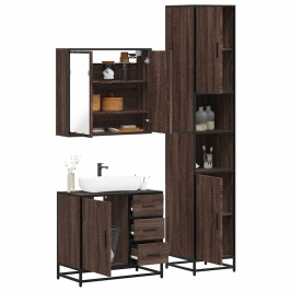 Set de muebles baño 3 pzas madera contrachapada roble marrón