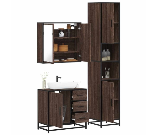 Set de muebles baño 3 pzas madera contrachapada roble marrón