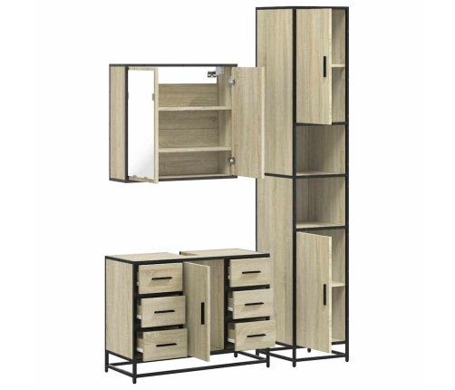 Set de muebles de baño 3 pzas madera contrachapada roble Sonoma