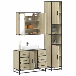 Set de muebles de baño 3 pzas madera contrachapada roble Sonoma